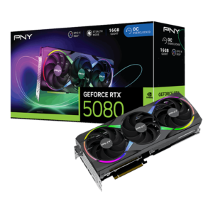 כרטיס מסך PNY GeForce RTX 5080 16G EPIC-X ARGB Triple Fan OC עם תאורת ARGB מרהיבה, קירור משולש וביצועים מתקדמים לגיימינג ויצירת תוכן