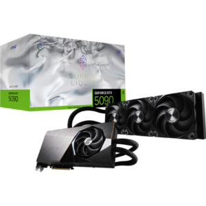 כרטיס מסך MSI GeForce RTX 5090 32GB SUPRIM LIQUID SOC, ביצועים גבוהים עם קירור נוזלי מתקדם עבור גיימינג ועריכה גרפית ברמה מקצועית.