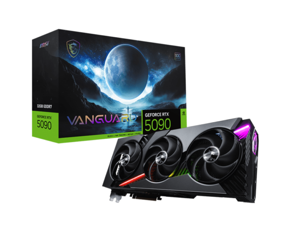 כרטיס מסך MSI GeForce RTX 5090 32GB VANGUARD SOC, ביצועים גבוהים לגיימינג ועריכה גרפית מתקדמת.