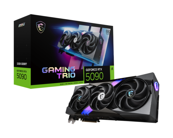 כרטיס מסך MSI GeForce RTX 5090 32GB GAMING TRIO OC עם קירור מתקדם, ביצועים גבוהים לגיימינג ועריכה גרפית
