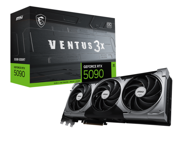 כרטיס מסך MSI GeForce RTX 5090 32GB VENTUS 3X OC עם קירור מתקדם, ביצועים גבוהים לגיימינג ועריכה גרפית