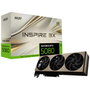 כרטיס מסך MSI GeForce RTX 5080 16G INSPIRE 3X OC עם מערכת קירור משולשת, ביצועים גרפיים מתקדמים וחוויית גיימינג חלקה ועוצמתית