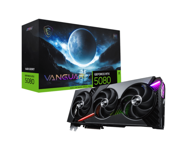 כרטיס מסך MSI GeForce RTX 5080 16G VANGUARD SOC מציע ביצועים גבוהים, קירור איכותי וטכנולוגיה מתקדמת לגיימינג ויצירת תוכן ברמה מקצועית