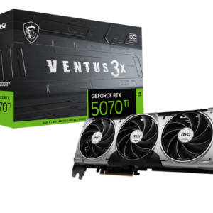 כרטיס מסך MSI GeForce RTX 5070 Ti 16G VENTUS 3X OC עם שלושה מאווררים, עיצוב מודרני ומערכת קירור מתקדמת