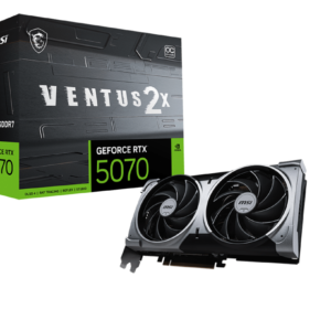 כרטיס מסך MSI GeForce RTX 5070 12G VENTUS 2X OC עם קירור מתקדם, עיצוב מודרני ומערכת קירור מתקדמת.​