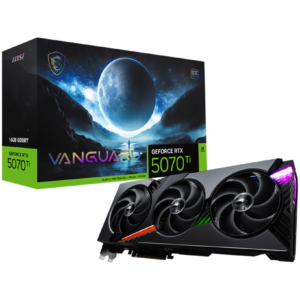 כרטיס מסך MSI GeForce RTX 5070 Ti 16GB VANGUARD SOC EDITION, ביצועים גבוהים לגיימינג עם טכנולוגיית DLSS ו-Ray Tracing.