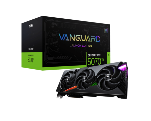 כרטיס המסך MSI GeForce RTX 5070 Ti 16G VANGUARD SOC LAUNCH EDITION הוא פתרון עוצמתי לגיימרים ויוצרי תוכן המחפשים ביצועים גבוהים, קירור מתקדם ועיצוב יוקרתי.​
