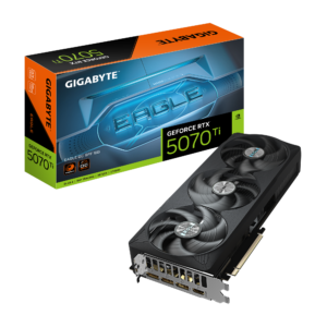 כרטיס מסך GIGABYTE GeForce RTX 5070 Ti EAGLE OC SFF 16G עם קירור מתקדם, עיצוב קומפקטי, תאורת RGB, ו-Dual BIOS לבחירת פרופיל ביצועים
