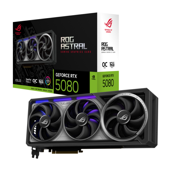 כרטיס מסך ROG Astral GeForce RTX 5080 16GB GDDR7 OC Edition עם ביצועים עילאיים, קירור מתקדם ועיצוב ייחודי לגיימינג ללא גבולות