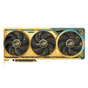 ASUS ROG Astral GeForce RTX 5090 Dhahab OC Edition, כרטיס מסך עם קירור מתקדם ותאורת RGB, אידיאלי לגיימינג ועריכה גרפית.