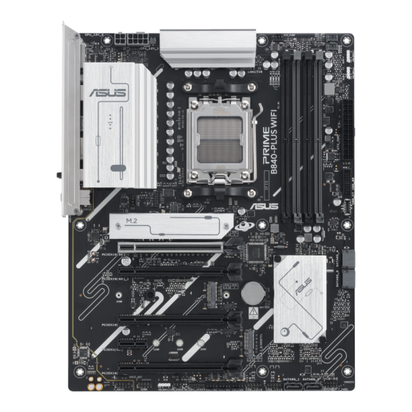לוח אם ASUS Prime B840-Plus WIFI – תומך ב-AMD AM5, זיכרון DDR5, חיבורי PCIe 4.0 ו-Wi-Fi 6, מספק יציבות וביצועים מעולים למערכות מתקדמות! 🔥🚀