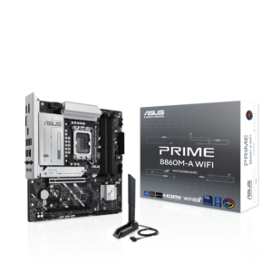 לוח אם ASUS PRIME B860M-A WIFI – תומך ב-Intel LGA1851, זיכרון DDR5, חיבורי PCIe 4.0, Wi-Fi 6 ויציבות גבוהה למערכות מתקדמות ולשימוש יומיומי!