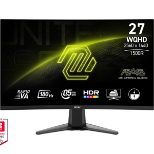 מסך מחשב גיימינג קעור 27 אינץ MSI MAG 27CQ6F – כולל WQHD VA 180Hz 0.5MS