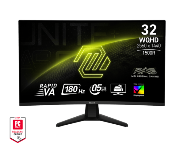 מסך מחשב גיימינג קעור 31.5 אינץ MSI 32CQ6F – כולל 2K WQHD VA 180Hz 0.5MS