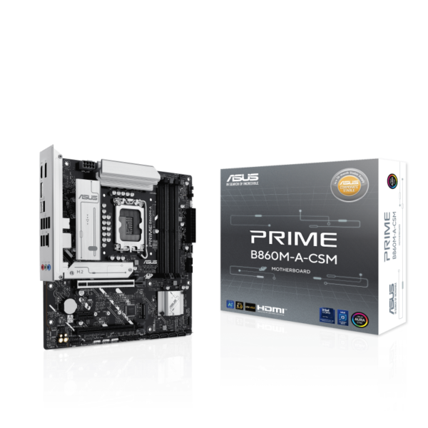 לוח אם ASUS Prime B860M-A CSM – תומך Intel LGA1851, זיכרון DDR5, חיבורי PCIe 4.0 ותכונות יציבות מתקדמות לעסקים עם תמיכה ב- CSM של אסוס